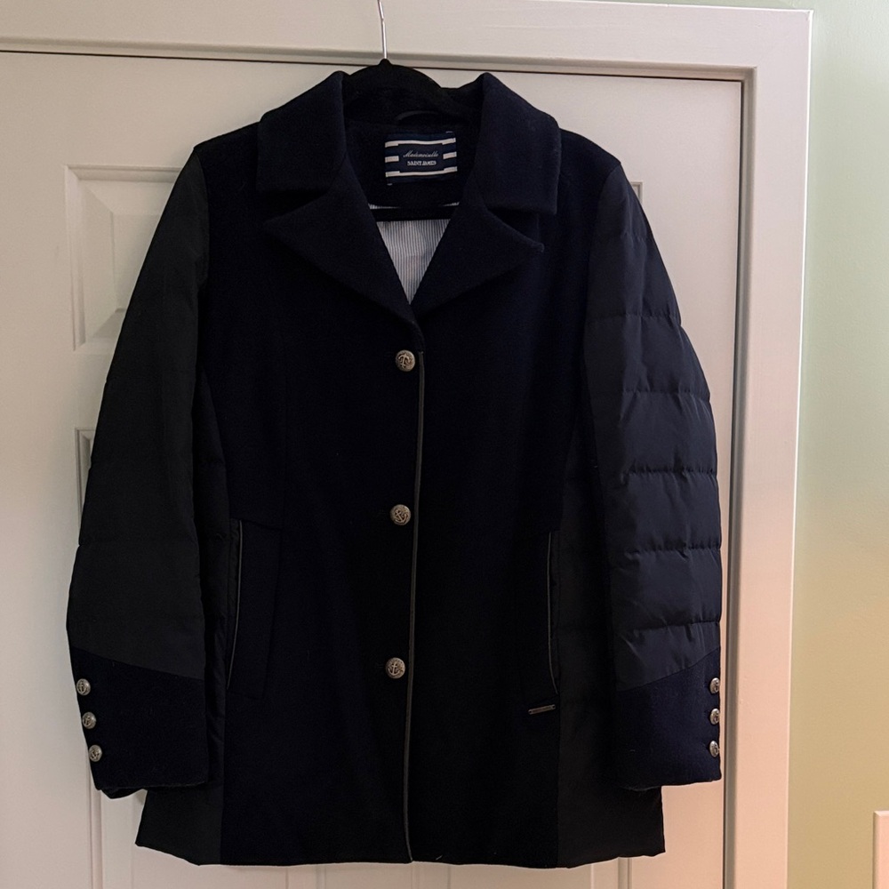 Saint James Blue Wool and Down Jacket